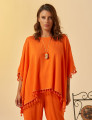 Blusa Kaftan Linho Tangerina