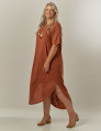 Vestido Midi Linho Terracota