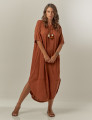 Vestido Midi Linho Terracota