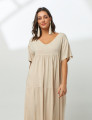 Vestido Linho Gola V Trigo