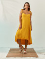 Vestido Linho Mullet Amarelo Mel