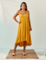 Vestido Linho Mullet Amarelo Mel