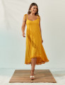 Vestido Linho Mullet Amarelo Mel