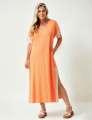 Vestido Midi Bicolor Laranja Energia