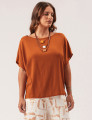Blusa Quadrada Linho Marrom Terra