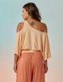 Blusa Abertura Ombros Faixa Pêssego
