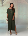 Vestido Drapeado Malha Verde Militar