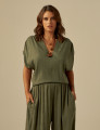 Blusa Franzida Ombro Musgo