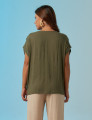 Blusa Franzida Ombro Verde Botânico