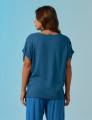 Blusa Franzida Ombro Azul Petróleo