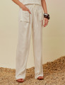 Calça Linho Bolsos Off White-U