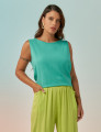 Blusa Cropped Linho Azul Caribe