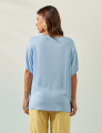 Blusa Quadrada Linho Azul Brisa