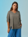 Blusa Recortes Cinza Mescla