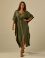 Vestido Kaftan Linho Musgo