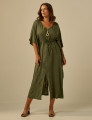 Vestido Kaftan Linho Musgo