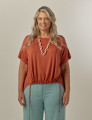 Blusa Barra Franzida Terracota