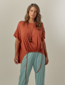 Blusa Barra Franzida Terracota