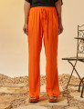 Calça Reta Linho Tangerina