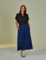 Saia com Pregas Azul Marinho