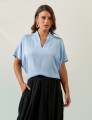 Blusa Gola Linho Azul Brisa