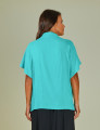 Blusa Gola Linho Azul Caribe