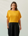 Blusa Quadrada Linho Amarelo Mel