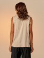 Blusa Linho Decote V Bege Aveia
