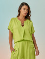 Blusa Prega Linho Verde Siciliano