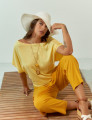 Blusa Quadrada Linho Amarelo Solar