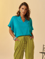 Blusa Gola Linho Mediterrâneo
