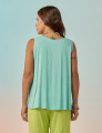 Blusa Linho Decote V Azul Salina
