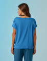 Blusa Recorte Manga Azul Mineral