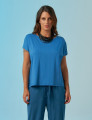 Blusa Recorte Manga Azul Mineral