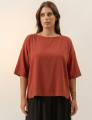 Blusa Canoa Linho Marrom Argila