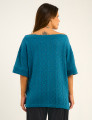 Blusa Tricô Quadrada Azul Petróleo