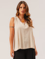Blusa Linho Decote V Trigo
