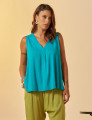 Blusa Linho Decote V Mediterrâneo
