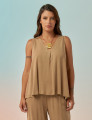 Blusa Linho Decote V Avelã