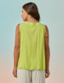 Blusa Linho Decote V Verde Siciliano