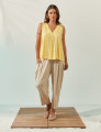 Blusa Linho Decote V Amarelo Solar