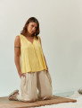 Blusa Linho Decote V Amarelo Solar