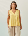 Blusa Linho Decote V Amarelo Solar