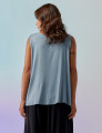 Blusa Linho Decote V Celeste