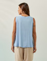 Blusa Linho Decote V Azul Brisa