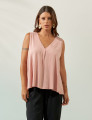 Blusa Linho Decote V Rosa Blush