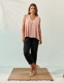 Blusa Linho Decote V Rosa Blush