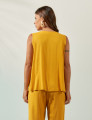 Blusa Linho Decote V Amarelo Mel