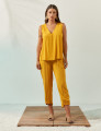 Blusa Linho Decote V Amarelo Mel