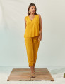 Blusa Linho Decote V Amarelo Mel